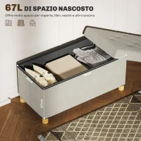 HOMCOM Panca Contenitore Pieghevole da 67L, Coperchio Imbottito e Rivestimento Vellutato, 76x38x38cm, Crema(m-4)