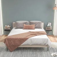 HOMCOM Juego de 2 Mesitas de Noche Flotantes Mesitas de Noche Colgantes con 1 Cajón y Estante Abierto para Dormitorio 35x32x22,5 cm Roble y Negro(m-6)