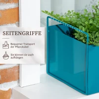 Outsunny 3er-Set Pflanzkübel in bunten Farben, wetterbeständig, 2 Griffe, 55 cm x 20 cm x 19 cm,  Blau(m-5)
