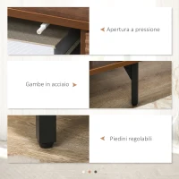 HOMCOM Mobile Porta TV fino 65" con 2 Armadietti e 2 Vani Aperti in Legno, 150x40x56cm, Marrone(m-7)