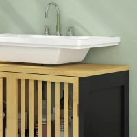 HOMCOM Bamboo-Blend Retro Cut-Out Under Sink Cabinet(m-8)