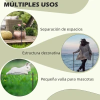 Outsunny Vallas Decorativas para Jardín de 5 Paneles 305x62 cm Cerca de Privacidad de Metal con Estacas y Bordes de Césped Negro(m-6)