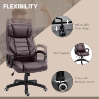 Vinsetto Office Chair with 6-Point Maaage, PU Desk Chair with Padded Seat and Armrest, Computer Chair with Tilt Function for Home, Brown(m-6)