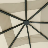 Outsunny Gazebo da Giardino 3x3m in Alluminio e Acciaio con Prese d'Aria, Zanzariera e Tende, Cachi(m-7)