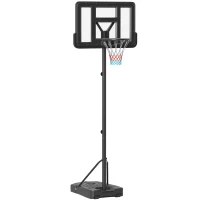 SPORTNOW Height Adjustable Basketball Stand Net Set System, Freestanding Basketball Hoop and Stand w/ Wheels, 200-305cm - Black(m-1)