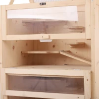 PawHut Cage pour hamsters souris petits rongeurs multi-niveaux 5 étages 10 plateformes bois de pin 60 x 40 x 120 cm(m-9)