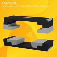 SPORTNOW Stepper ad Altezza Regolabile con Gradini Rimovibili e Fondo Antiscivolo, in ABS, 97x36x15/20/25 cm, Grigio(m-5)