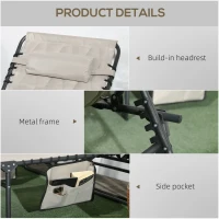 Outsunny Set of Two Sun Loungers, with Five-Position Reclining Backs - Khaki(m-5)