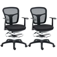 Vinsetto Lot de 2 fauteuils de bureau chaise en maille chaise de bureau assise haute réglable avec repose-pied(m-10)