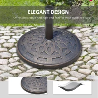 Outsunny 14kg Round Garden Parasol Base Holder Decorative Resin Market Umbrella Stand with Adjustable Coupler, Bronze(m-4)