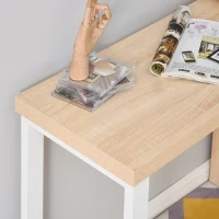 HOMCOM 360° Rotating Corner Desk L-Shaped Dining Table with Storage Shelf Workstation Writing Table Home Office Oak Tone(m-9)