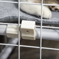 Pawhut Valla Metálica para Mascotas Parque para Conejos Conejera con 9 Paneles Puerta con Pestillo y Escalera para Cobayas Gatos Cachorros Diseño DIY 68x68x2,5 cm Blanco(m-9)