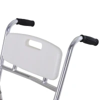 HOMCOM Chaise percée à roulettes - fauteuil roulant percé - chaise de douche - seau amovible, accoudoirs, repose-pied - acier chromé HDPE blanc(m-5)
