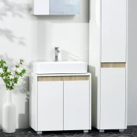 kleankin Mueble para Debajo del Lavabo Armario Bajo con 2 Puertas y Almacenamiento Interior 57x33x60 cm Blanco(m-2)