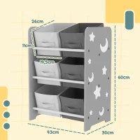 AIYAPLAY Estantería Infantil para Niños de +3 Años Estantería para Juguetes con 6 Cajas de Tela no Tejida 43x30x60 cm Gris(m-3)