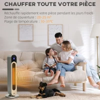 HOMCOM Chauffage soufflant oscillant 1100/2200 W - mini radiateur céramique PTC - télécommande incluse - chauffage d'appoint noir(m-4)