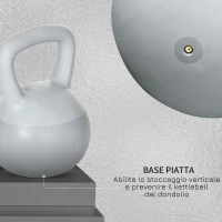 SPORTNOW Kettlebell 10kg in PVC e Sabbia Metallica per Allenamento Spalle e Bicipiti, 22x22x29 cm, Grigio(m-5)