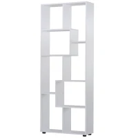 HOMCOM Estantería Moderna Vertical Diseño de Librería con 8 Estantes E1 Tablero de Partículas 70x24x178cm Blanco(m-11)