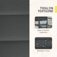 Outsunny Ensemble de 4 chaises de jardin empilables en aluminium et textilène avec accoudoirs, lot de 4 pièces pour extérieur(m-5)