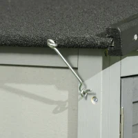 PawHut Clapier de sol cage à lapin cottage niche supérieure avec rampe enclos extérieur 150 x 52 x 68 cm gris(m-9)