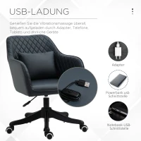 Vinsetto Massage Bürostuhl Schreibtischstuhl Computerstuhl Drehstuhl Arbeitsstuhl mit Vibrationsfunktion USB-Schrittstelle Massagefunktion Lendenkissen Armlehnen 78-86 cm höhenverstellbar Anthrazit(m-5)
