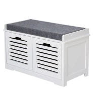 HOMCOM Shoe Storage Bench with 2 Drawers & Removable Grey Seat Cushion Hallway Organisation furniture(m-1)