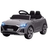 AIYAPLAY Elektro-Kinderauto, 12V Audi Q8, 3-5 km/h, Fernsteuerung, Scheinwerfer, Musik, Grau(m-10)