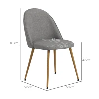 HOMCOM Pack de 2 Sillas de Comedor Sillas de Cocina Tapizadas de Tela de Lino con Patas de Acero Carga 120 kg 50x52x83 cm Gris(m-3)
