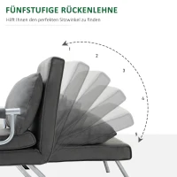 HOMCOM Relaxsessel Liegesessel Sessel, Liegefunktion, Gästebett, 65 cm x 69 cm x 80 cm, Grau(m-4)