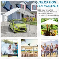 Outsunny Carport auvent pour voiture 6 x 3 m acier galvanisé robuste PE haute densité blanc(m-7)