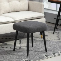 HOMCOM Hocker, Fußstütze, gepolsterter Sitz, Kaschmir-Optik, Stahlbeine, 42 x 42 x 44 cm, Dunkelgrau(m-2)