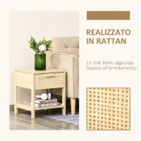 HOMCOM Comodino Moderno con Cassetto e Ripiano Inferiore Portaoggetti, in MDF, 40x40x48 cm, color Legno(m-4)