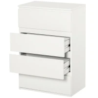 HOMCOM Schubladenschrank Büroschrank Kommoden Sideboard mit 4 Schubladen, abnehmbar, Grifflose, kugelgelagerte Führungen mit kippsicheren Zuglaschen, weiß, E1 Spanplatte, 55x33x80 cm(m-10)