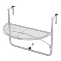 Outsunny Balkonhängetisch Hängetisch Gartentisch höhenverstellbar halbrund Ø30 cm Terrasse Metall Weiß L60 x B45 x H50 cm(m-13)