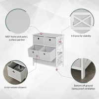 HOMCOM Portable Non-woven Fabrics Chest of Drawers Organize Cabinet Storage Cabinet w/ 6 Drawer, White(m-4)