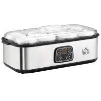 HOMCOM Yogurtiera 36cm x 18.8cm x 14cm Argento