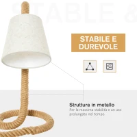 HOMCOM Lampada da Tavolo Stile Marinaro in Corda, Tessuto e Metallo, 29.5x21x43.5 cm, Beige(m-5)