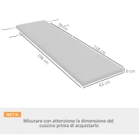 Outsunny Cuscino per Sdraio e Lettino Prendisole in Tessuto con Lacci di Fissaggio, Grigio Chiaro(m-3)
