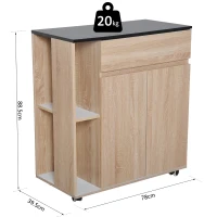 HOMCOM Carro de Cocina Carrito Servir Multiusos Estantería Carrito Auxiliar con Ruedas para Baño Dormitorio con Estante Cajón Armario 78x39,5x88,5 cm(m-3)