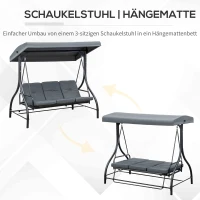 Outsunny Schaukelbank, Hollywoodschaukel mit Sonnenschutz, Gartenschaukel, Verandaschaukel, 3 Sitze, Schaukelbett(m-5)