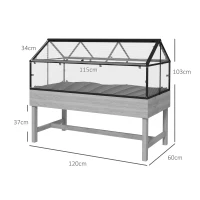 Outsunny 60 x 120cm Raised Garden Bed with Wooden Base - Grey(m-3)