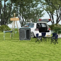 Outsunny Aluminum Camping Cupboard, Camping Kitchen Station Cook Table with 3-Shelf, Storage Organiser for BBQ Party Picnic(m-9)