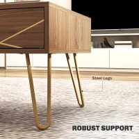HOMCOM Coffee Table with Storage, Living Room Table with Drawers, Rectangular Tea Table with Steel Base for Home, 100 x 50 x 41 cm, Brown(m-6)