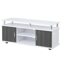 HOMCOM TV Cabinet Unit for TVs up to 50'' with Storage Shelf and Cupboards, Living Room Entertainment Center Media Console, Grey and White(m-11)