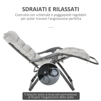 Outsunny Sedia Sdraio Pieghevole da Giardino con Schienale Reclinabile e Materassino, 90x65x110cm(m-4)