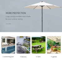 Outsunny 2.8m Garden Parasol Umbrella, Round Outdoor Market Table Umbrella Sun Shade Canopy, Off-White(m-6)