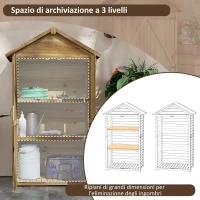 Outsunny Capanno Attrezzi a 3 Ripiani Rimovibili con Chiavistello, in Legno di Abete, 102x54x177 cm(m-4)
