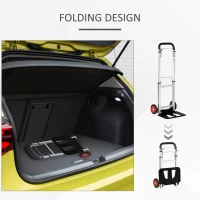 DURHAND Folding Sack Truck with Telescoping Handles, Trolley on Wheels, Aluminium Alloy Hand Truck for Moving and Travel, 90kg Capacity(m-6)