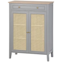 HOMCOM Mueble Aparador Moderno Armario Zapatero para 9 Pares de Zapatos con Puertas de Rejilla y Cajón 80x40x110 cm Gris(m-10)