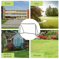 HOMCOM But de football - cage de foot - but d'entrainement dim. 203L x 81l x 120H cm - châssis métal époxy polyester - piquets inclus - noir(m-4)